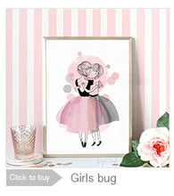 Load image into Gallery viewer, Watercolor Hug Girls Canvas Art Print Poster,  Wall Pictures for Girl Room Decoration, Giclee Wall Decor CM022-1

