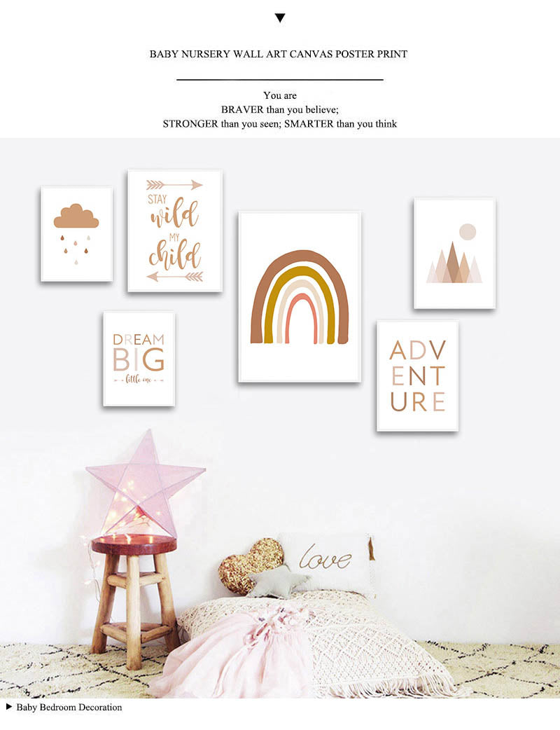 Abstract Rainbow Nursery Quotes Children Poster Canvas Art Print Minimalist Wall Picture Painting Nordic Kid Baby Room Decor