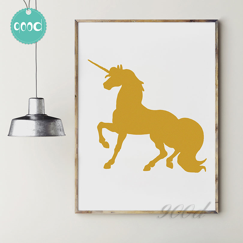 Gold Unicorn Print Canvas Art Print Painting Poster,  Wall Picture for Home Decoration,  Wall Decor YE045