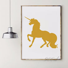 Load image into Gallery viewer, Gold Unicorn Print Canvas Art Print Painting Poster,  Wall Picture for Home Decoration,  Wall Decor YE045
