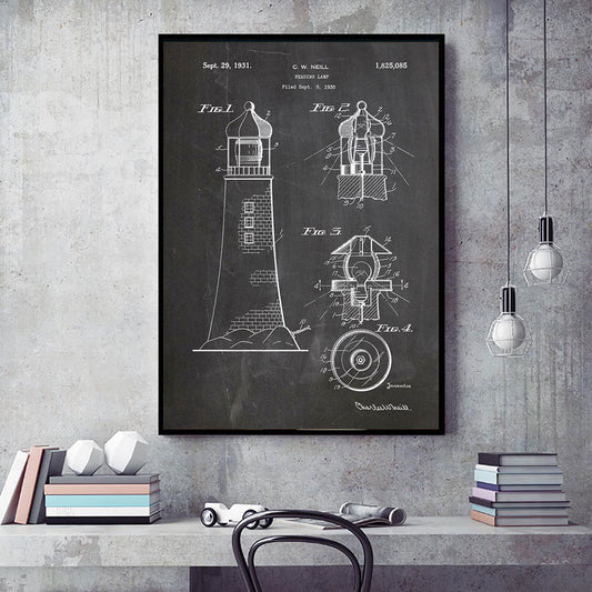 Sailor Artwork Canvas Posters Lighthouse Patent Vintage Poster And Prints Blueprint Nautical Wall Art Print Pictures Room Decor