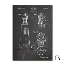 Load image into Gallery viewer, Sailor Artwork Canvas Posters Lighthouse Patent Vintage Poster And Prints Blueprint Nautical Wall Art Print Pictures Room Decor
