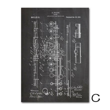 Load image into Gallery viewer, Abstract Canvas Painting Classical Music Instrument Patent Vintage Poster Music Art Print Blueprints Music Room Decoration
