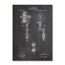 Load image into Gallery viewer, First Tattoo Machine Patent Vintage Posters And Prints Blueprint Canvas Painting Pictures For Tattoo Parlor Wall Decorations
