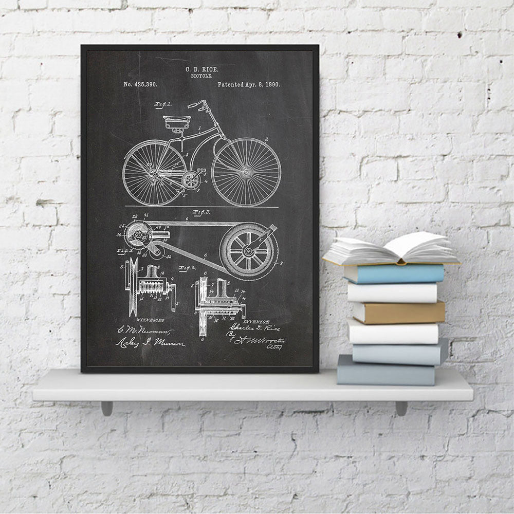 Abstract Canvas Painting Cycling Artwork Patent Poster Vintage Bicycle Print Pictures Room Decor Blueprint Wall Decoration