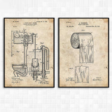 Load image into Gallery viewer, Lavatory Design Toilet Seat Canvas Posters Toilet Roll Patent Vintage Posters and Prints Blueprint Wall Pictures for Bathroom
