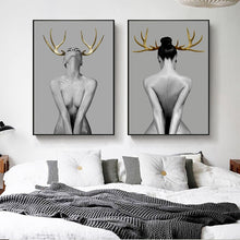 Load image into Gallery viewer, Modern Simple Fashion Sexy Golden Deer Canvas Painting Art Printing Poster Pictures Wall Bedroom Living Room Home Decoration
