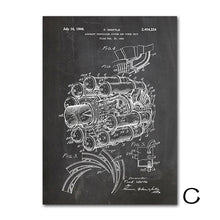 Load image into Gallery viewer, Vintage Engine Motor Print Painting Aviation Artwork Train Car Patent Canvas Art Poster Wall Pictures For Aviation Home Decor
