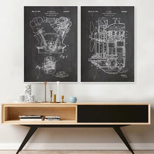 Load image into Gallery viewer, Vintage Engine Motor Print Painting Aviation Artwork Train Car Patent Canvas Art Poster Wall Pictures For Aviation Home Decor
