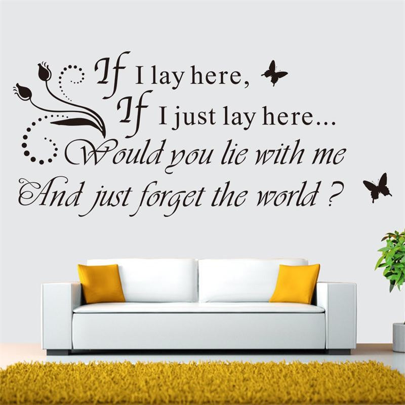 IF I LAY HERE SNOW PATROL Wall Art Sticker, Decal, MUSIC WORDS QUOTES STICKERS BEDROOM MURAL