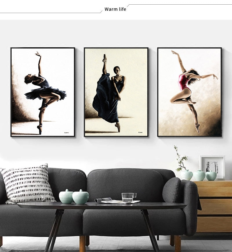 Ballet Dancing Picture Home Decor Nordic Canvas Painting Wall Art Poster Europe Drawing Figure for Retro Minimalist Living Room