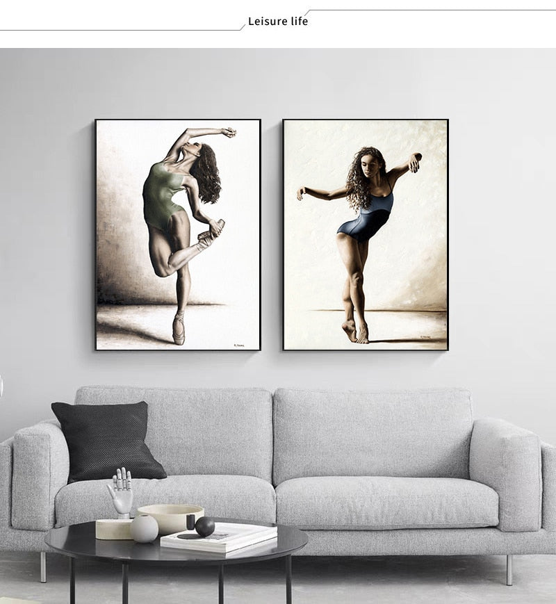 Ballet Dancing Picture Home Decor Nordic Canvas Painting Wall Art Poster Europe Drawing Figure for Retro Minimalist Living Room