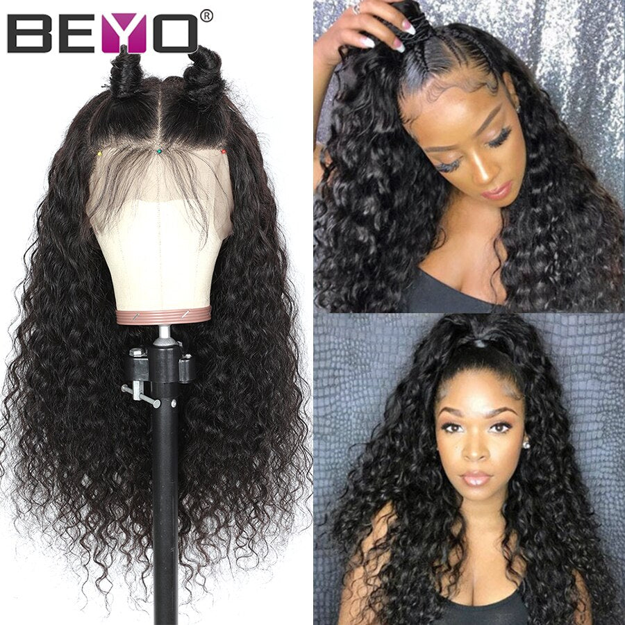 Brazilian Water Wave Wig 360 Lace Frontal Wig Pre Plucked Curly Lace Front Wig Remy Lace Front Human Hair Wigs For Women 10A