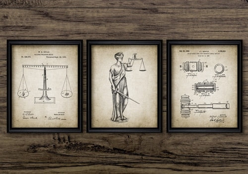 Attorney Lady Justice Law Patent Posters and Prints Scales Of Justice Lawyer Gift Art Canvas Painting Lawyer Office Wall Decor