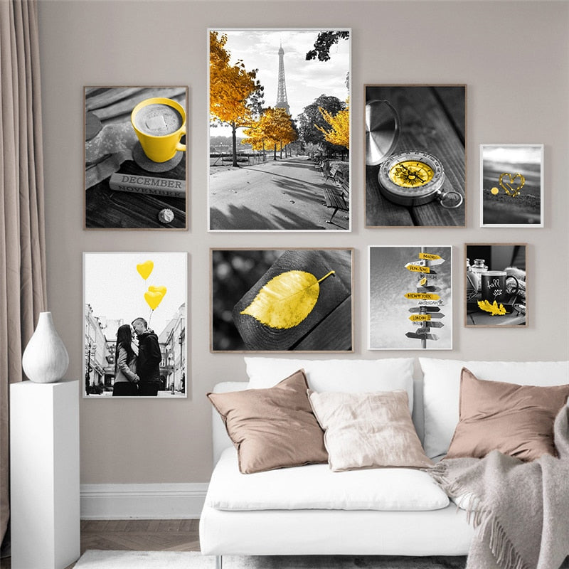 Yellow Style Scenery Picture Home Decor Nordic Canvas Painting Wall Art Poster Figure Landscape Modern Poster for Living Room