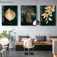 Load image into Gallery viewer, Abstract Golden Plant Leaves Picture Wall Poster Modern Style Canvas Print Painting Art Aisle Living Room Unique Decoration
