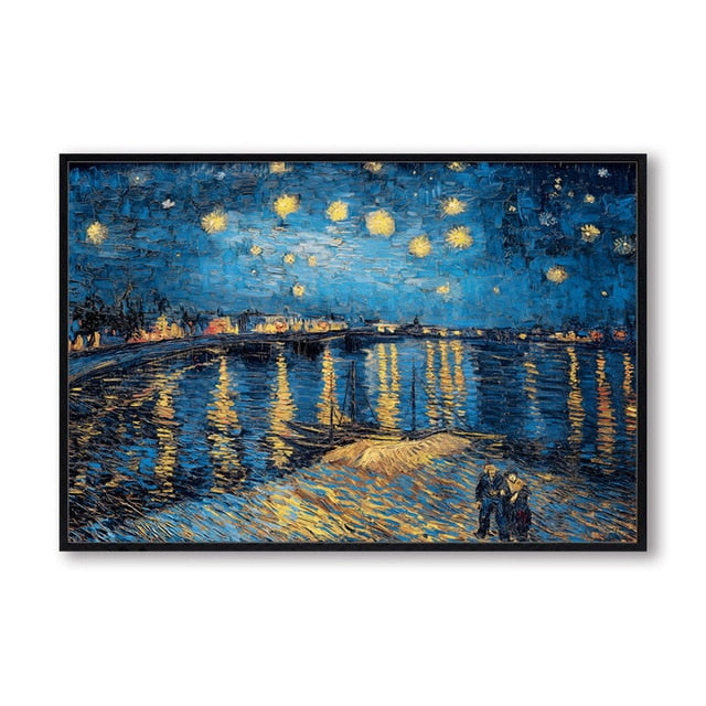 Elegant Poetry Starry Night on the Rhone River by Vincent Van Gogh Famous Artist Art Print Poster Wall Picture Canvas Painting