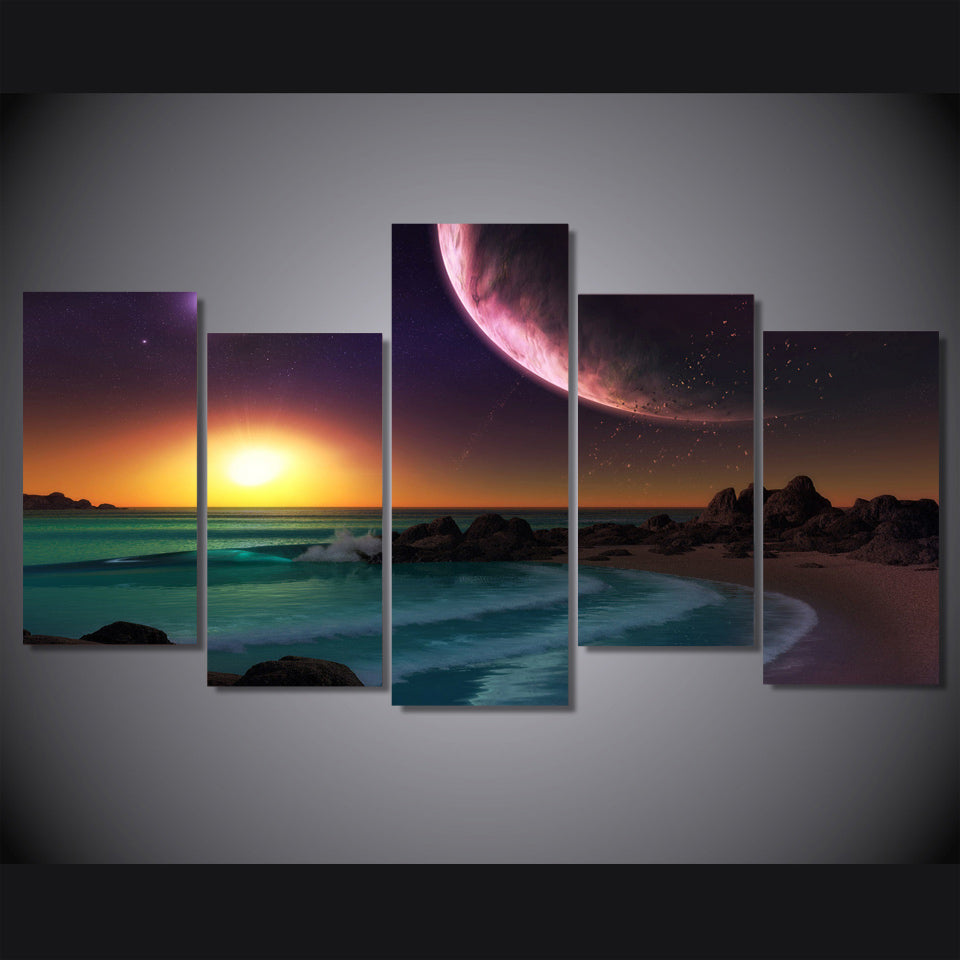 HD Printed purple planet ocean artistic Painting on canvas room decoration print poster picture canvas Free shipping/ny-4166