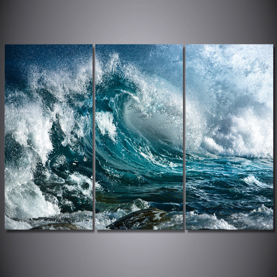 HD Printed Blue sea waves Painting Canvas Print room decor print poster picture canvas Free shipping/ny-5845