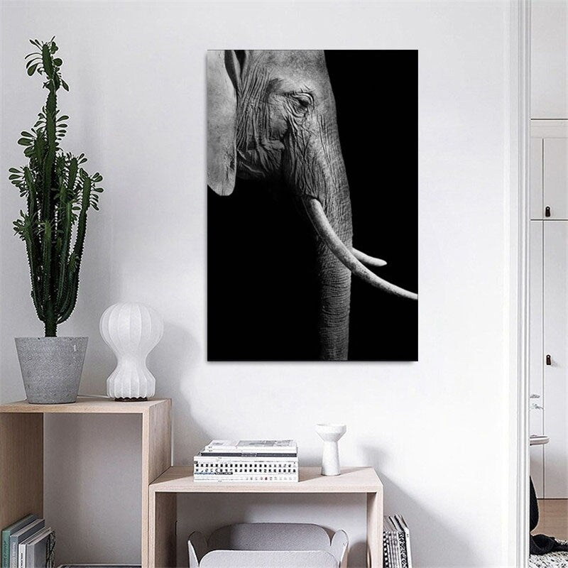 Nordic Canvas Art Painting Black White Giraffe Elephant Zebra Lion Print Animal Wall Art Poster Living Room Home Decor Painting