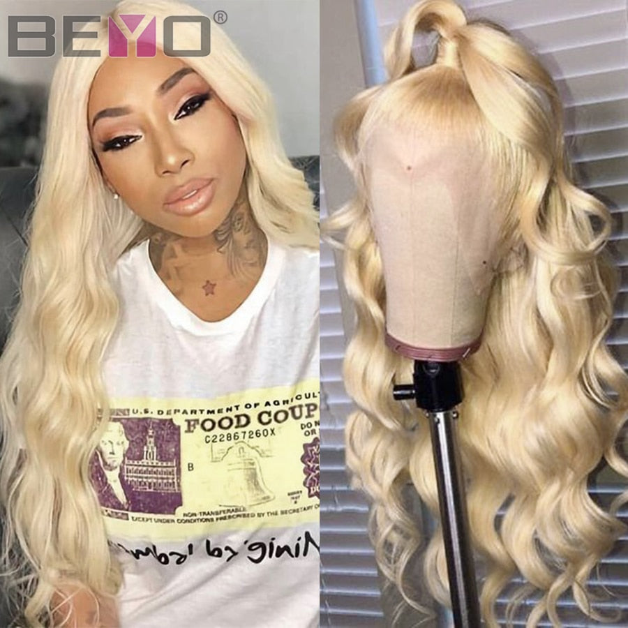Blonde Lace Front Wig 13X4 Brazilian Body Wave Lace Front Human Hair Wigs Pre Plucked 613 Lace Front Wig Beyo Remy Hair Wigs