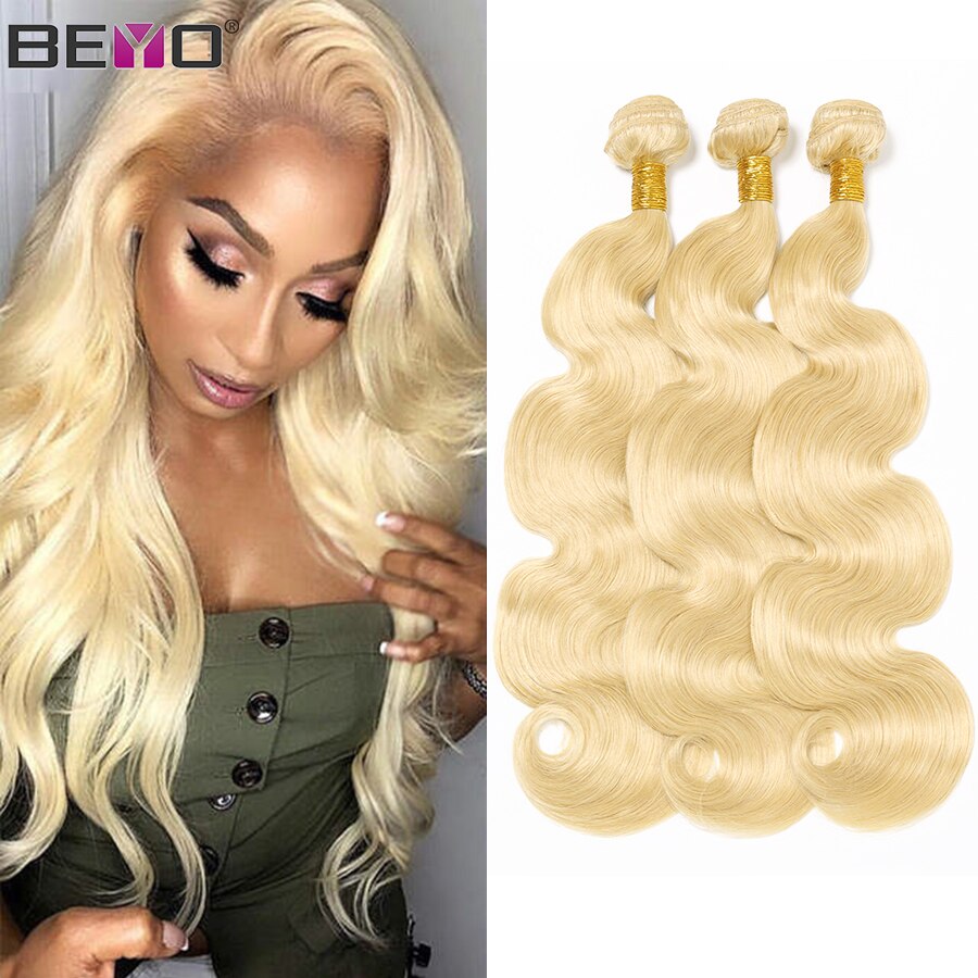 #613 Blonde Bundles Body Wave Brazilian Hair Weave Bundles 100% Human Hair Bundles Non Remy Hair Extensions Beyo Hair 10''-24''