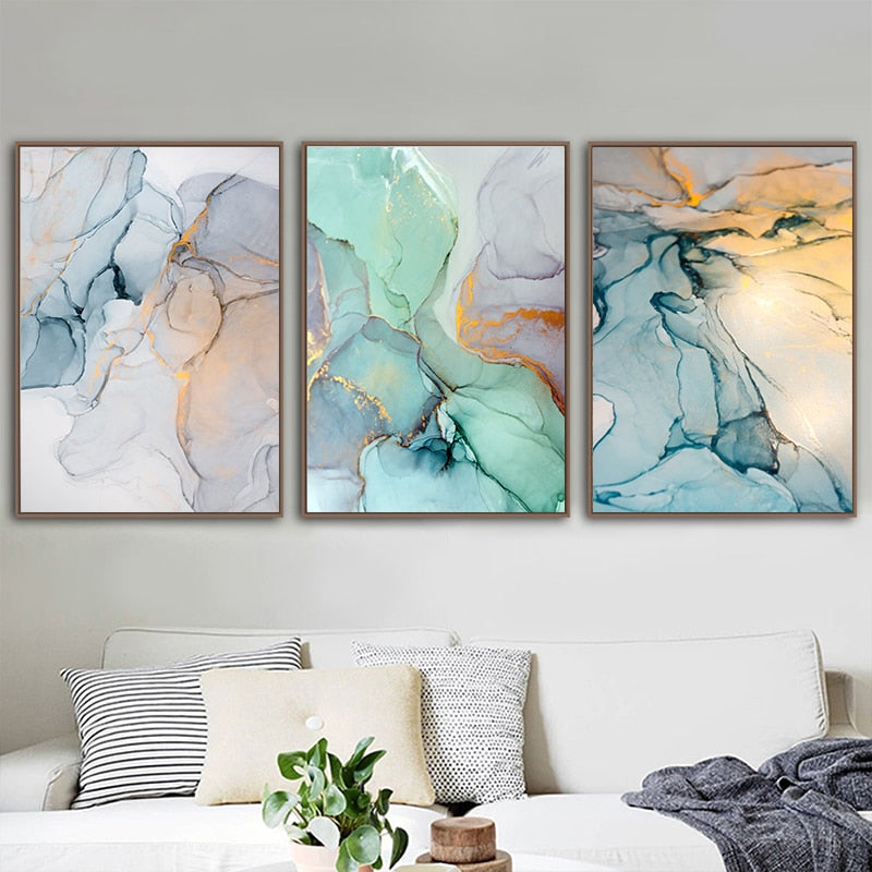 Abstract Green Stone Pattern Nordic Poster Canvas Painting Quadro Wall Pictures Cuadros Decoracion Geometric Home Decor Unframed