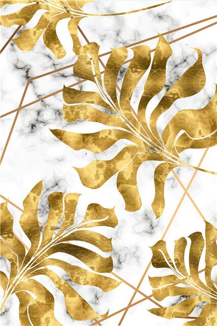 Gold Tropical Leaf Poster Home Decor Nordic Canvas Painting Wall Art Print Plant Marbling Luxury Decor for Living Room Painting