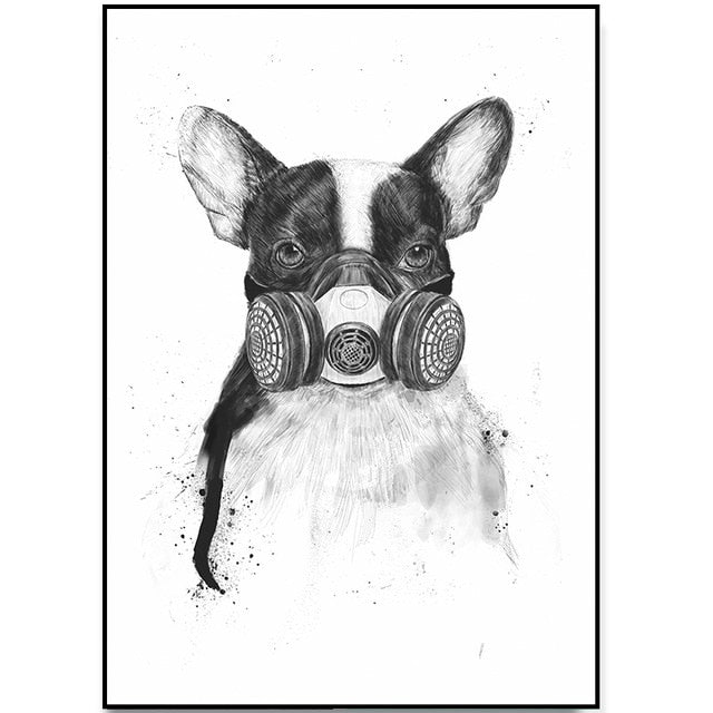 Canvas Painting Nordic Home Decor Wall Art Poster Cartoon Print Animal Panda Dog Picture Black White Painting for Living Room
