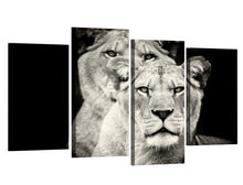 Load image into Gallery viewer, HD Printed 4pcs Black and white lion Painting on canvas room decoration print poster picture canvas framed Free shipping/NY-5726

