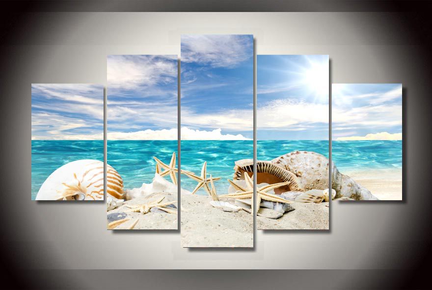 HD Printed Shell Beach Group Painting Canvas Print room decor print poster picture canvas Free shipping/ny-1426