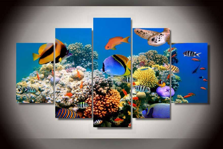 HD Printed Marine fish coral color Painting on canvas room decoration print poster picture Free shipping/ny-1768