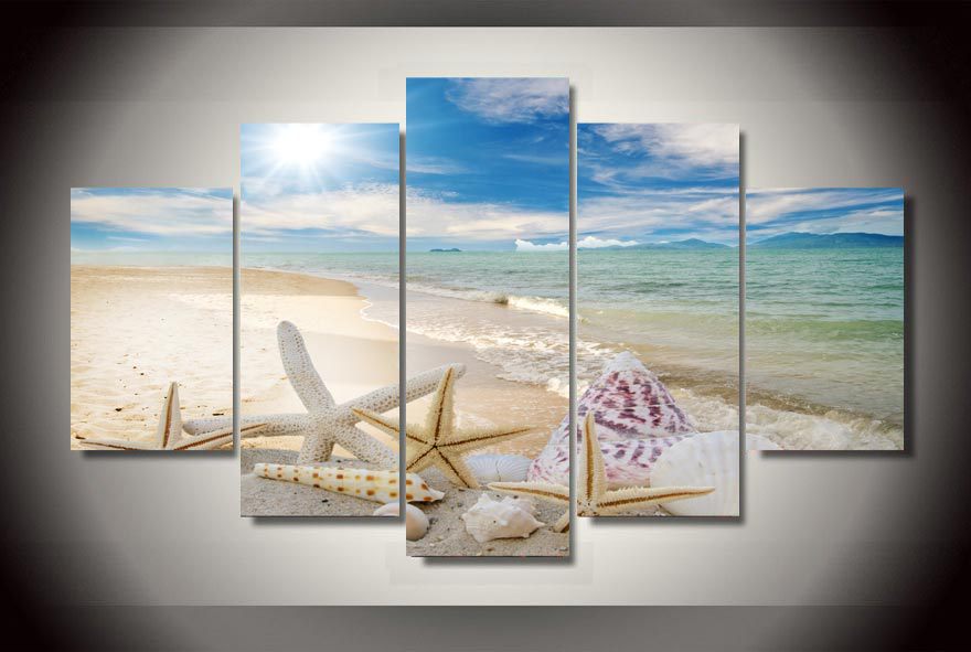 HD Printed Shell Beach Group Painting Canvas Print room decor print poster picture canvas Free shipping/ny-1425