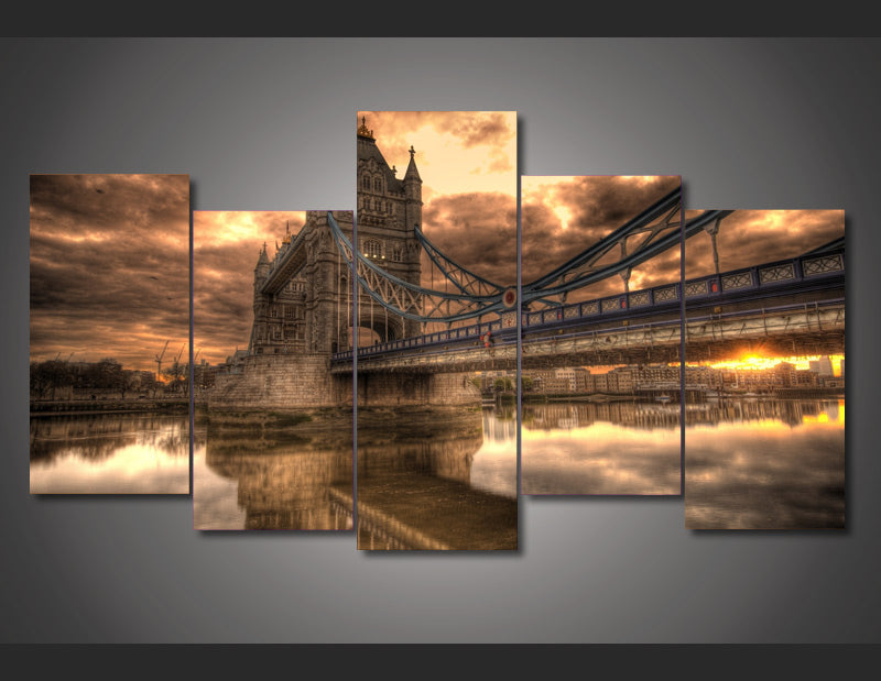 HD Printed clouds above tower bridge Painting on canvas room decoration print poster picture Free shipping/ny-2833