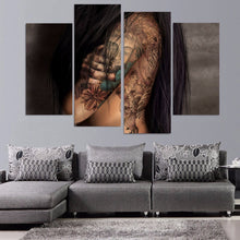 Load image into Gallery viewer, HD Printed 4 piece canvas art girl tattoo Painting on canvas room decoration Free shipping/ny-5045
