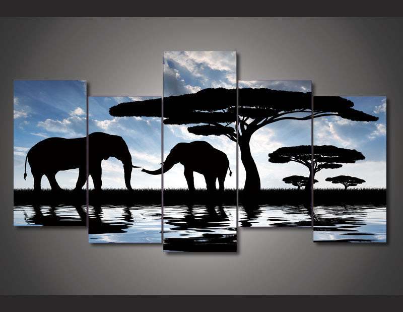 HD Printed African landscape elephant  picture Painting wall art room decor print poster picture canvas Free shipping/ny-749