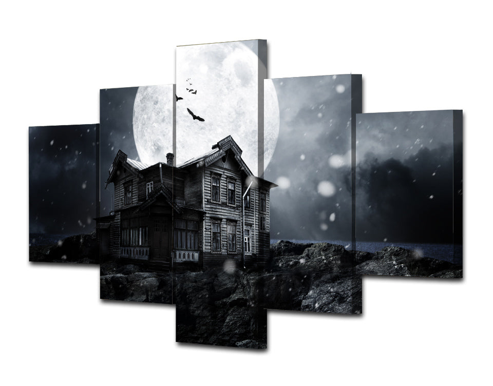 HD Printed Halloween haunted house full moon Painting Canvas Print room decor print poster picture canvas Free shipping/NY-5835