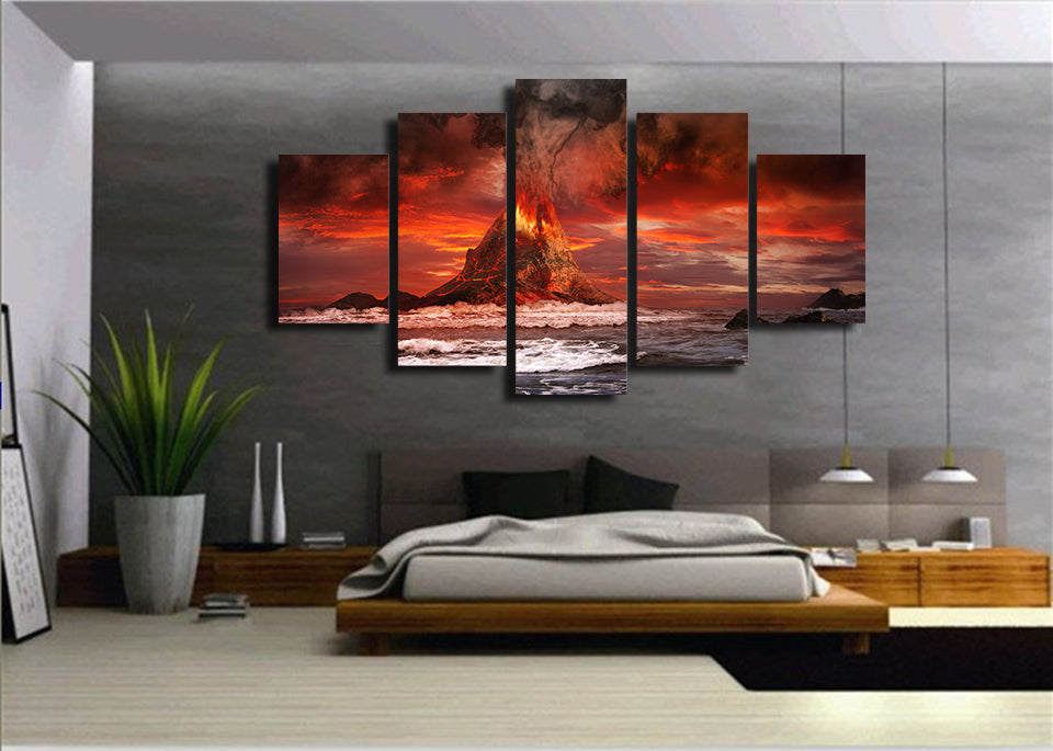 HD Printed mountains volcano sea ocean Painting Canvas Print room decor print poster picture canvas Free shipping/NY-5913