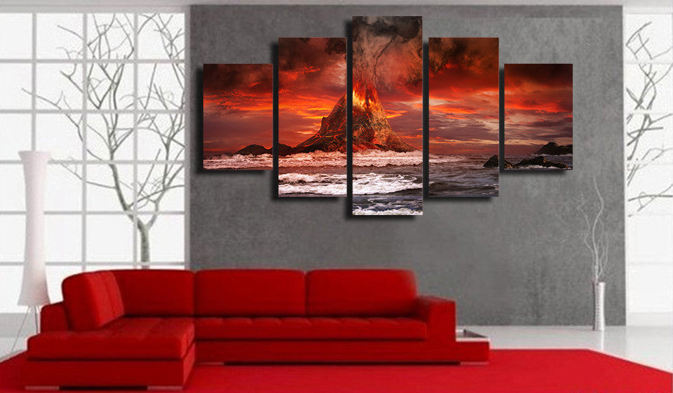 HD Printed mountains volcano sea ocean Painting Canvas Print room decor print poster picture canvas Free shipping/NY-5913