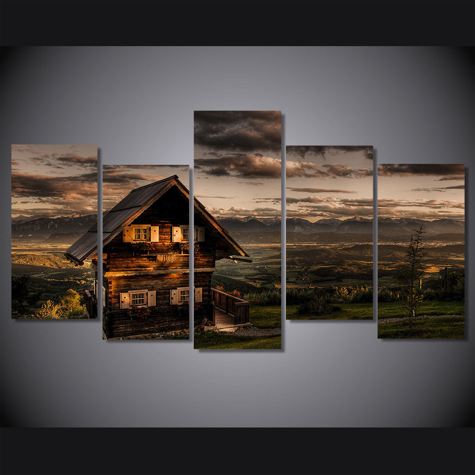 HD Printed Evening hills wooden house Painting on canvas room decoration print poster picture canvas Free shipping/ny-5018