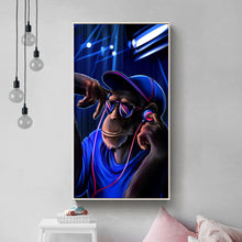Load image into Gallery viewer, HDARTISAN Monkey Poster Home Painting Blue Background Canvas Paintings Modern Animal Picture Art Wall Art No Frame
