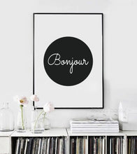 Load image into Gallery viewer, Bonjour Canvas Art Print Poster,  French Quote Wall Pictures for Home Decoration, Giclee Print Wall Decor YE146
