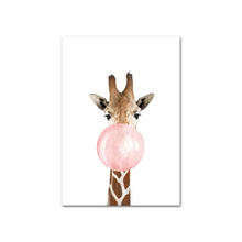 Load image into Gallery viewer, Pink Bubble Elephant Giraffe Child Poster Animal Wall Art Canvas Nursery Print Painting Nordic Kid Baby Room Decoration Picture
