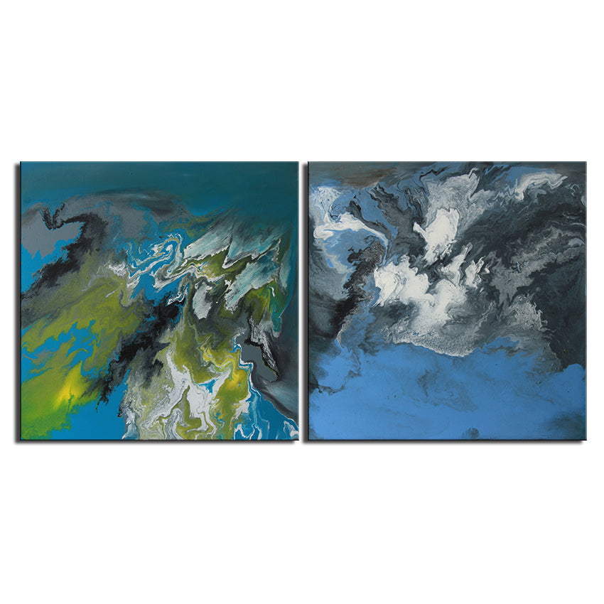 2pcs NO FRAME Printed Zao Wou-Ki ABSTRACT Oil Painting Canvas Prints Wall Painting For Living Room Decorations wall picture art