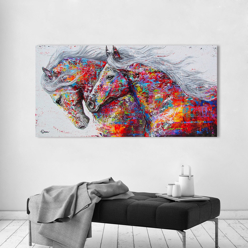 HDARTISAN Wall Art Canvas Pictures The Horses For Living Room Animal Painting Home Decor No Frame