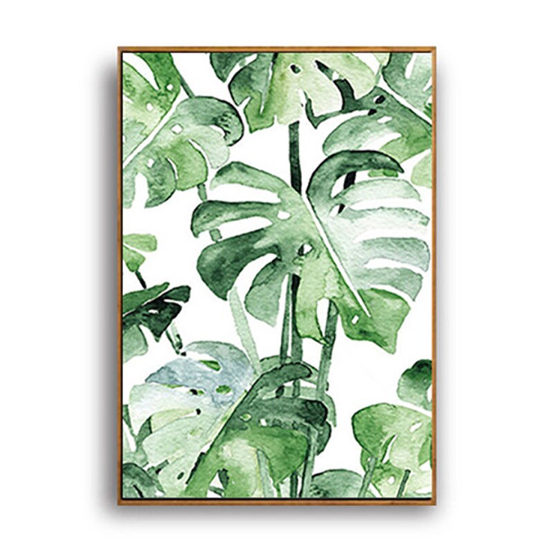 Nordic Canvas Painting Green Tropical Plant Leaves Art Print Poster Wall Pictures Modern Minimalist Bedroom Living Room Decor