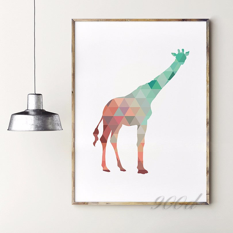Colourful Geometric Giraffe Canvas Art Print Poster, Wall Pictures for Home Decoration, Wall Art Decor FA237-11