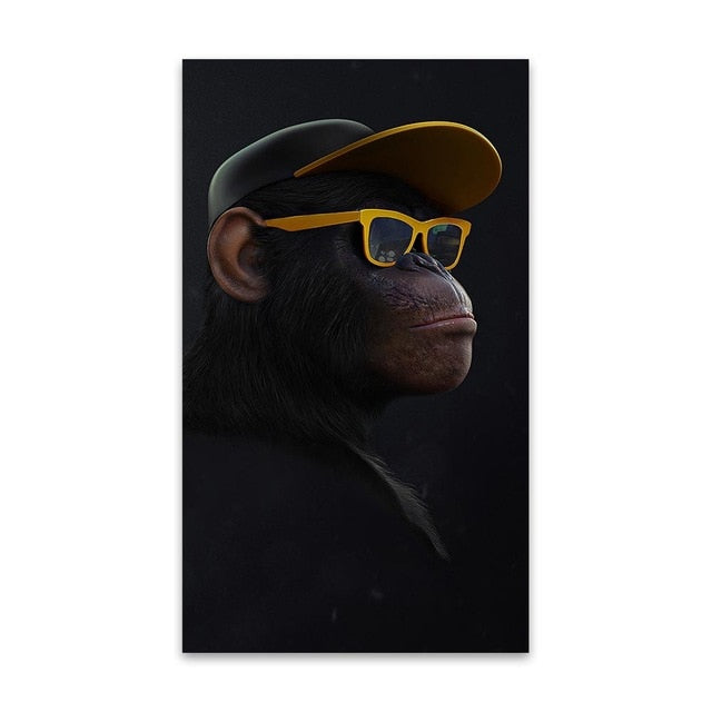 HDARTISAN Wall Art Canvas Print Animal Picture Wise Swag Chimp Painting For Living Room Home Decor No Frame