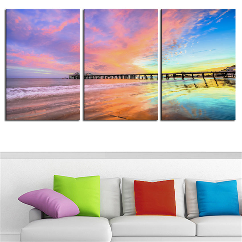 NO FRAME 3pcs Newport Beach venice santa monica Pier Printed Oil Painting On Canvas wall Painting for Home Decor Wall picture
