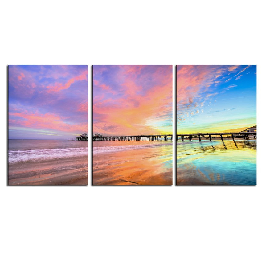NO FRAME 3pcs Newport Beach venice santa monica Pier Printed Oil Painting On Canvas wall Painting for Home Decor Wall picture